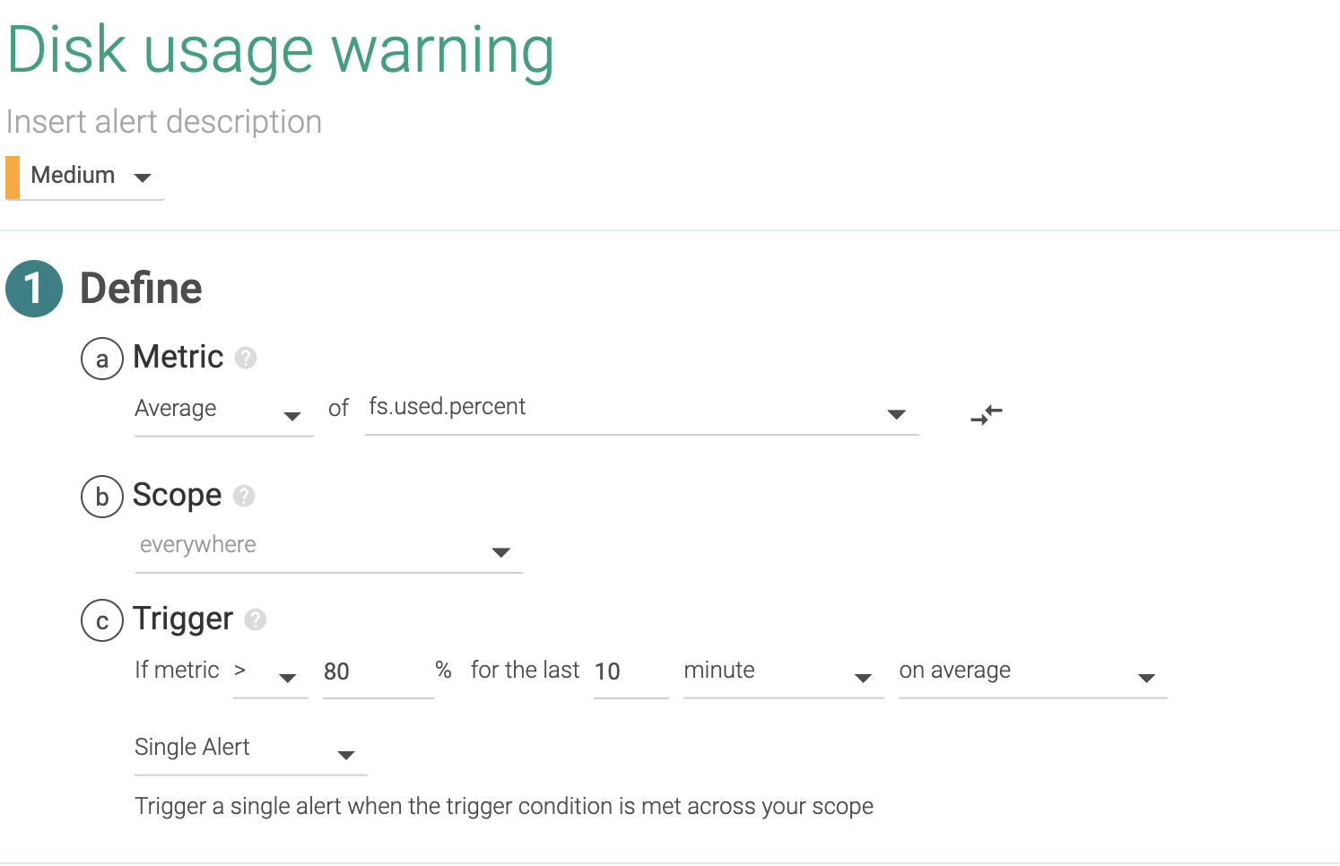 Example Kubernetes Alert: Disk usage warning