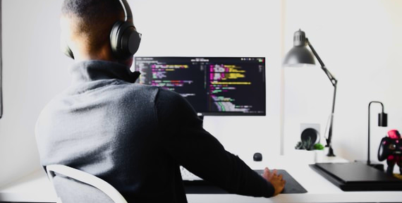 man at computer